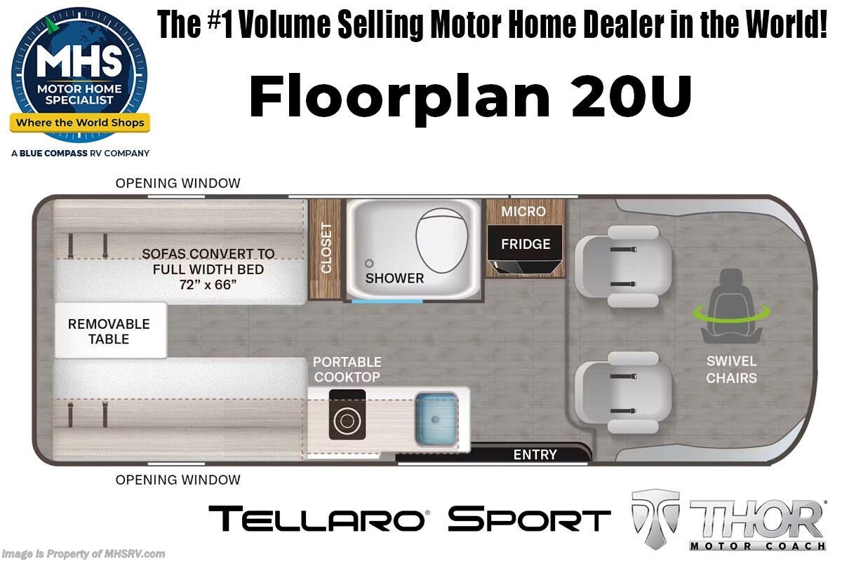 Floorplan of 2026 Thor Motor Coach Tellaro Sport 20U