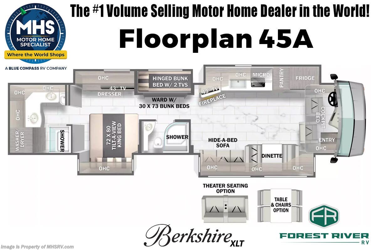 Floorplan of 2026 Forest River Berkshire XLT 45A