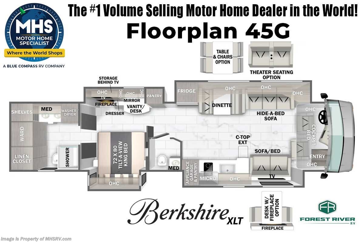 Floorplan of 2026 Forest River Berkshire XLT 45G