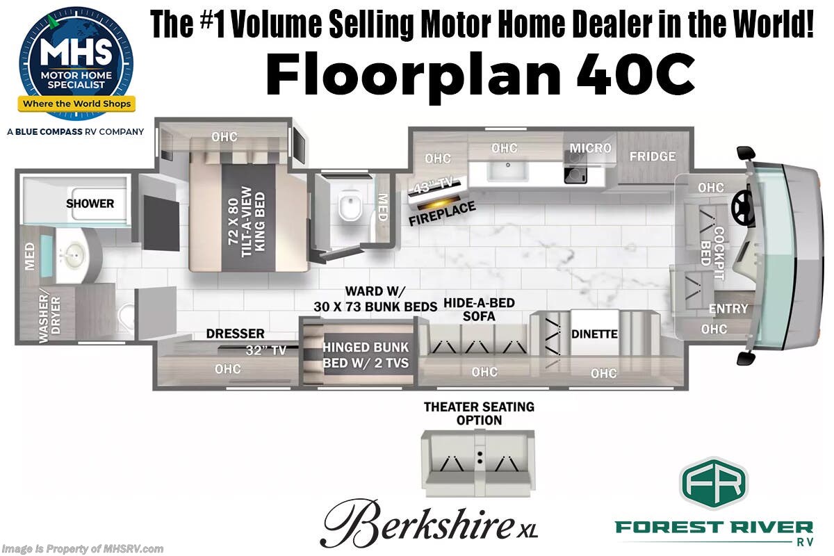 Floorplan of 2026 Forest River Berkshire XL 40C