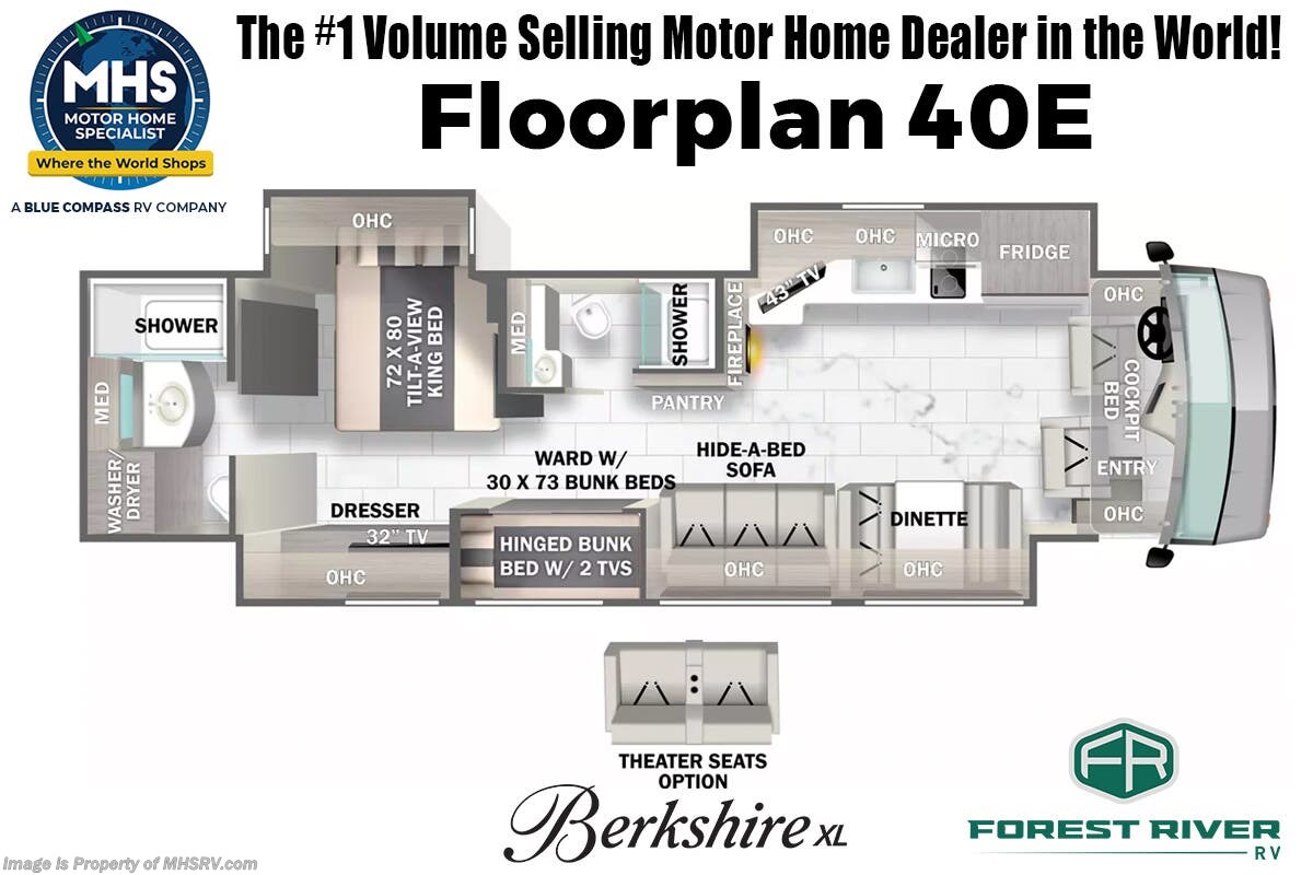 Floorplan of 2026 Forest River Berkshire XL 40E
