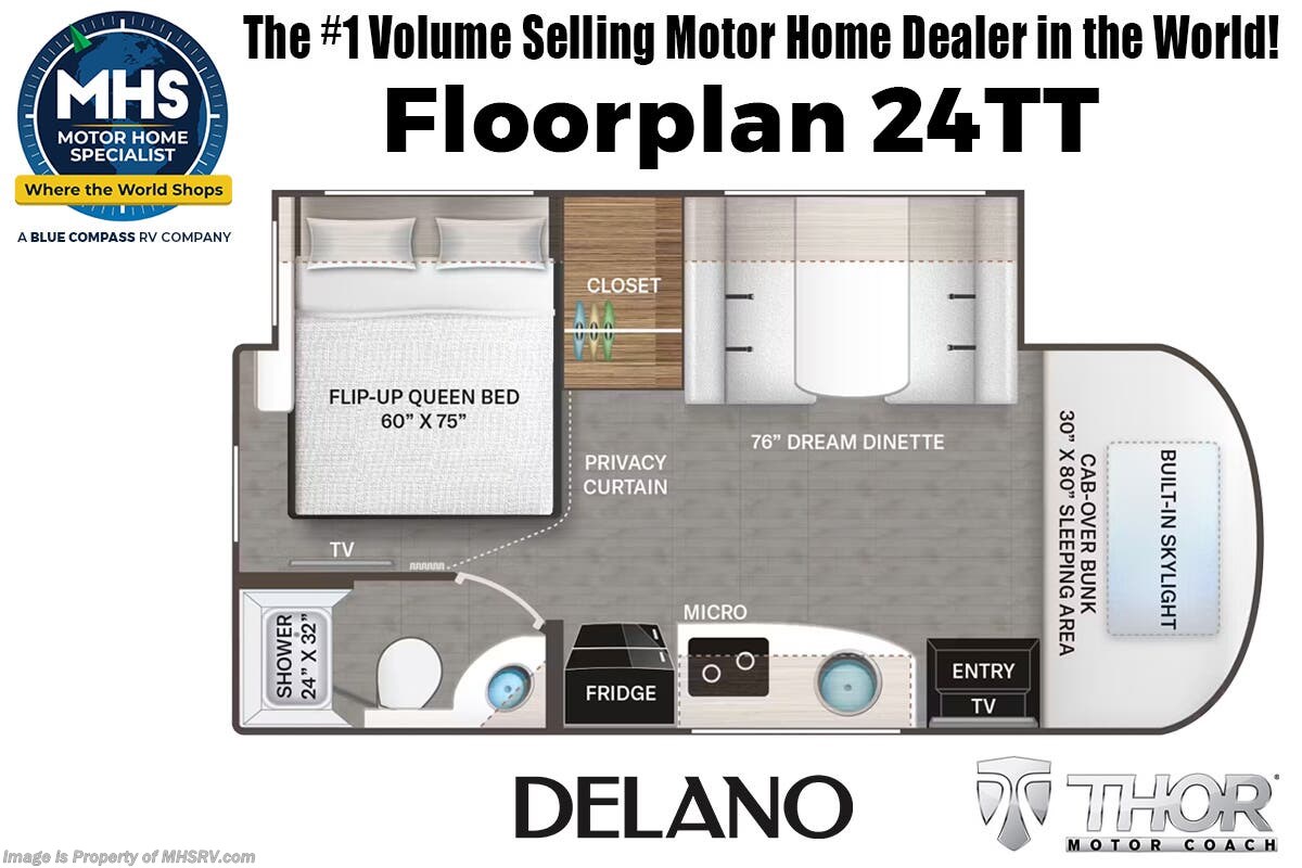 Floorplan of 2026 Thor Motor Coach Delano 24TT