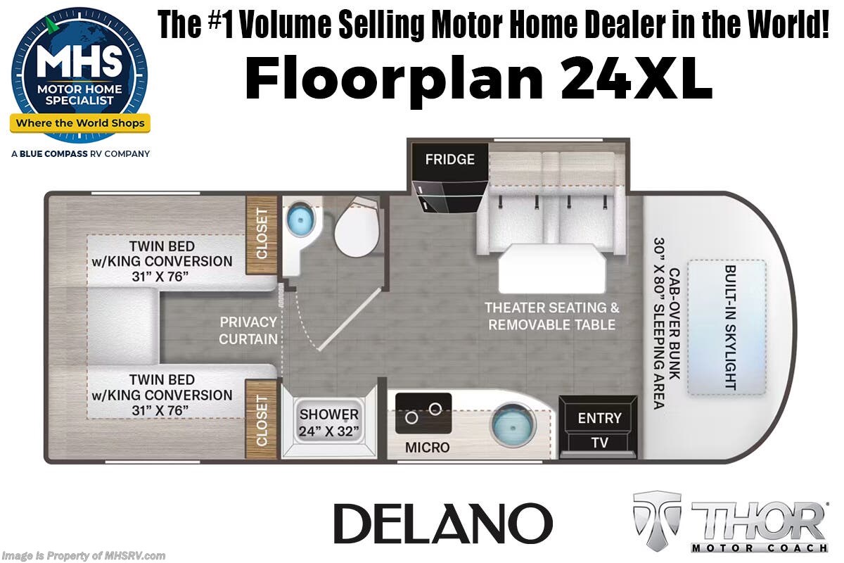 Floorplan of 2026 Thor Motor Coach Delano 24XL