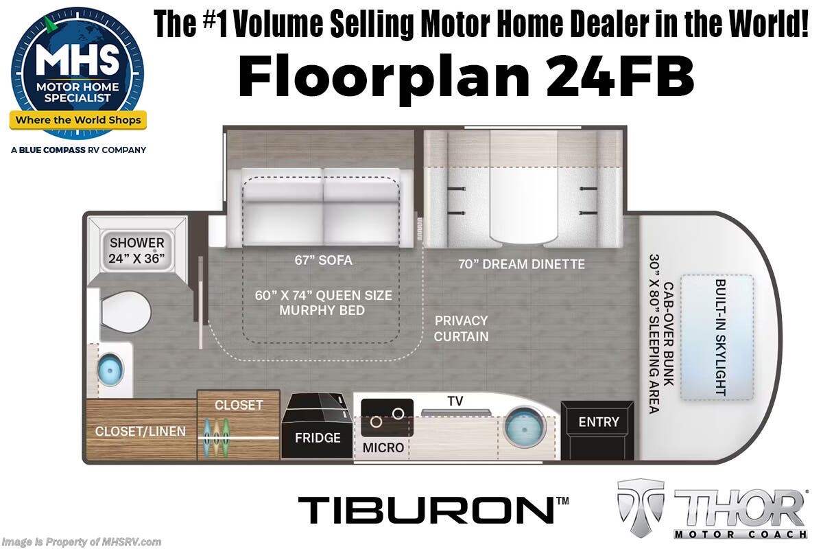 Floorplan of 2026 Thor Motor Coach Tiburon 24FB