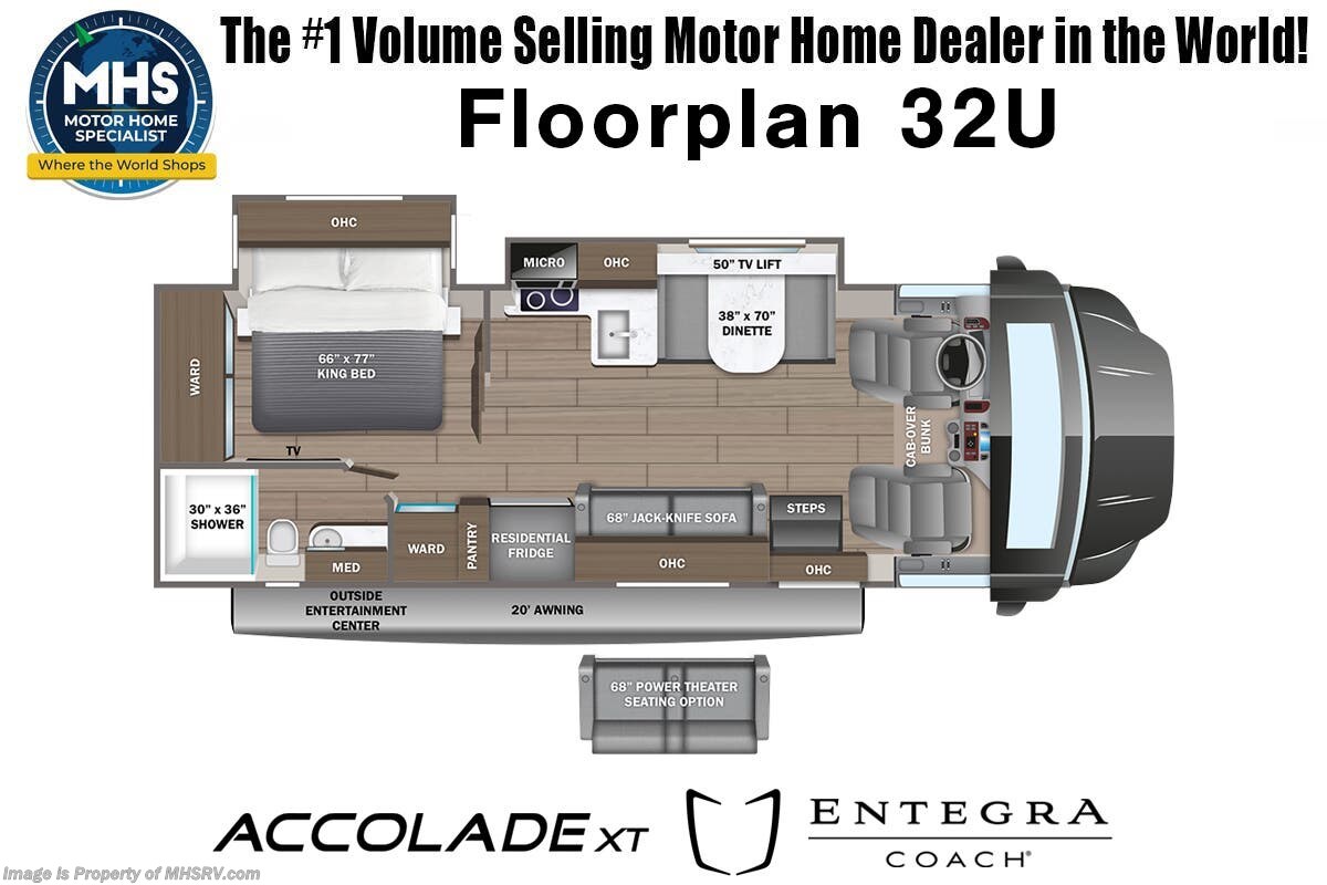 2026 Entegra Coach Accolade XT 32U - New Class C For Sale by Motor Home Specialist in Alvarado, Texas features Theater Seating