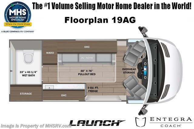 Floorplan of 2026 Entegra Coach Launch 19AG
