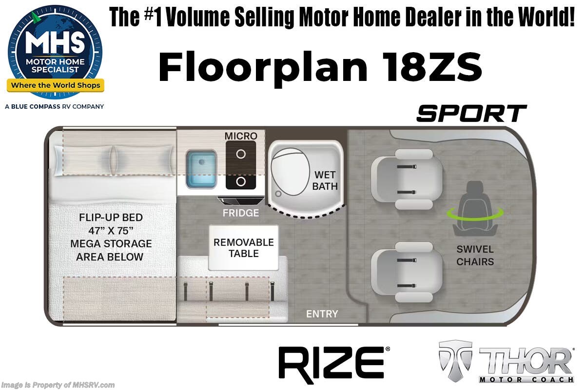 Floorplan of 2026 Thor Motor Coach Rize Sport 18ZS