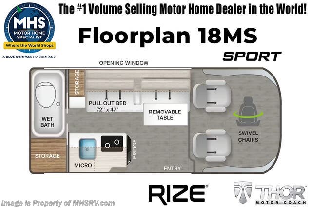 Floorplan of 2026 Thor Motor Coach Rize Sport 18MS