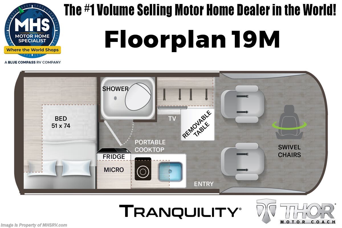 Floorplan of 2026 Thor Motor Coach Tranquility 19A