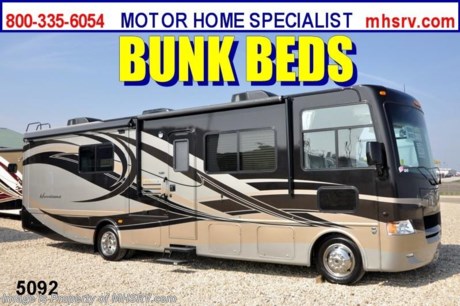&lt;a href=&quot;http://www.mhsrv.com/thor-motor-coach/&quot;&gt;&lt;img src=&quot;http://www.mhsrv.com/images/sold-thor.jpg&quot; width=&quot;383&quot; height=&quot;141&quot; border=&quot;0&quot; /&gt;&lt;/a&gt;
Thor Motor Coach class a Motor Home - Texas 7/18/12.&lt;object width=&quot;400&quot; height=&quot;300&quot;&gt;&lt;param name=&quot;movie&quot; value=&quot;http://www.youtube.com/v/SBqi8PKYWdo?version=3&amp;amp;hl=en_US&quot;&gt;&lt;/param&gt;&lt;param name=&quot;allowFullScreen&quot; value=&quot;true&quot;&gt;&lt;/param&gt;&lt;param name=&quot;allowscriptaccess&quot; value=&quot;always&quot;&gt;&lt;/param&gt;&lt;embed src=&quot;http://www.youtube.com/v/SBqi8PKYWdo?version=3&amp;amp;hl=en_US&quot; type=&quot;application/x-shockwave-flash&quot; width=&quot;400&quot; height=&quot;300&quot; allowscriptaccess=&quot;always&quot; allowfullscreen=&quot;true&quot;&gt;&lt;/embed&gt;&lt;/object&gt;$2,000 VISA Gift Card with purchase. Offer Ends 8/31/12.  &lt;object width=&quot;400&quot; height=&quot;300&quot;&gt;&lt;param name=&quot;movie&quot; value=&quot;http://www.youtube.com/v/_D_MrYPO4yY?version=3&amp;amp;hl=en_US&quot;&gt;&lt;/param&gt;&lt;param name=&quot;allowFullScreen&quot; value=&quot;true&quot;&gt;&lt;/param&gt;&lt;param name=&quot;allowscriptaccess&quot; value=&quot;always&quot;&gt;&lt;/param&gt;&lt;embed src=&quot;http://www.youtube.com/v/_D_MrYPO4yY?version=3&amp;amp;hl=en_US&quot; type=&quot;application/x-shockwave-flash&quot; width=&quot;400&quot; height=&quot;300&quot; allowscriptaccess=&quot;always&quot; allowfullscreen=&quot;true&quot;&gt;&lt;/embed&gt;&lt;/object&gt; MSRP $130,808. New 2012 Thor Motor Coach Hurricane. Model 33G. This Bunk House RV measures approximately 33 feet 4 inches in length and features (2) slide-out rooms. Optional equipment includes a beautiful full body paint, bedroom LCD TV, LCD TV/DVD players in bunks, back-up camera, side view cameras, solid surface kitchen counter, valve stem extenders, rear roof A/C unit, 5500 Onan generator, 50 amp service, gas/electric water heater, outside shower, heated remote exterior mirrors, heat pads for holding tanks, second auxiliary battery, Fantastic Fan in kitchen area, dual pane windows, 6-way power drivers seat &amp; electric patio awning. The 2012 Hurricane also features a V-10 Ford, one piece windshield, roto-cast storage compartments, hydraulic leveling jacks, front roof A/C unit, hide-a-bed with air mattress, front LCD TV and much more. CALL MOTOR HOME SPECIALIST at 800-335-6054 or Visit MHSRV .com FOR ADDITONAL PHOTOS, DETAILS &amp; VIDEOS. 


