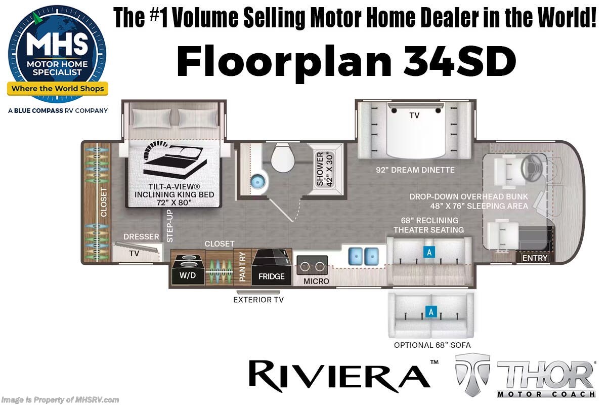 Floorplan of 2026 Thor Motor Coach Riviera 34SD