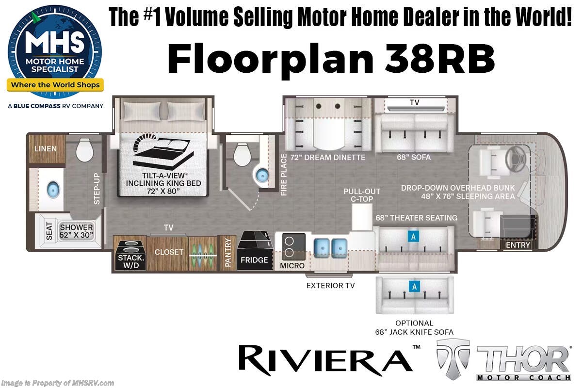 Floorplan of 2026 Thor Motor Coach Riviera 38RB