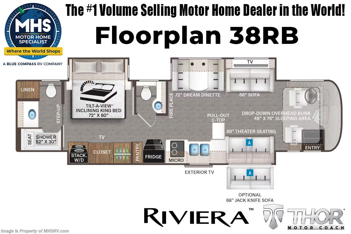 Floorplan of 2027 Thor Motor Coach Riviera 38RB
