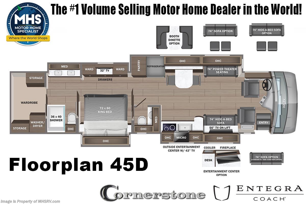 Floorplan of 2026 Entegra Coach Cornerstone 45D