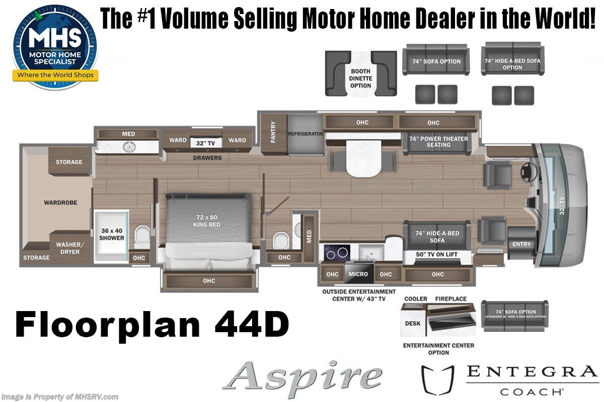 Floorplan of 2026 Entegra Coach Aspire 44D