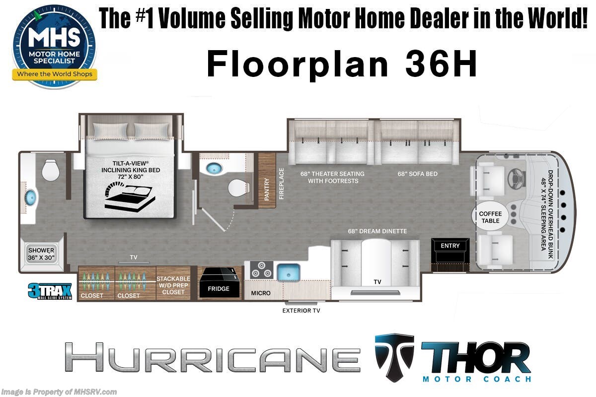 Floorplan of 2027 Thor Motor Coach Hurricane 36H
