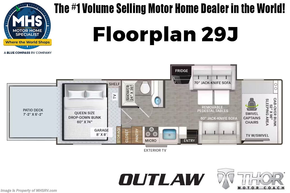 Floorplan of 2027 Thor Motor Coach Outlaw 29J