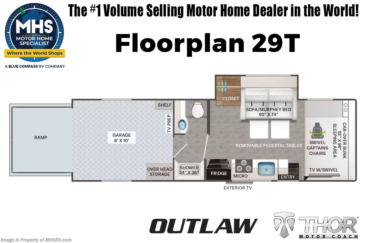 Floorplan of 2027 Thor Motor Coach Outlaw 29T
