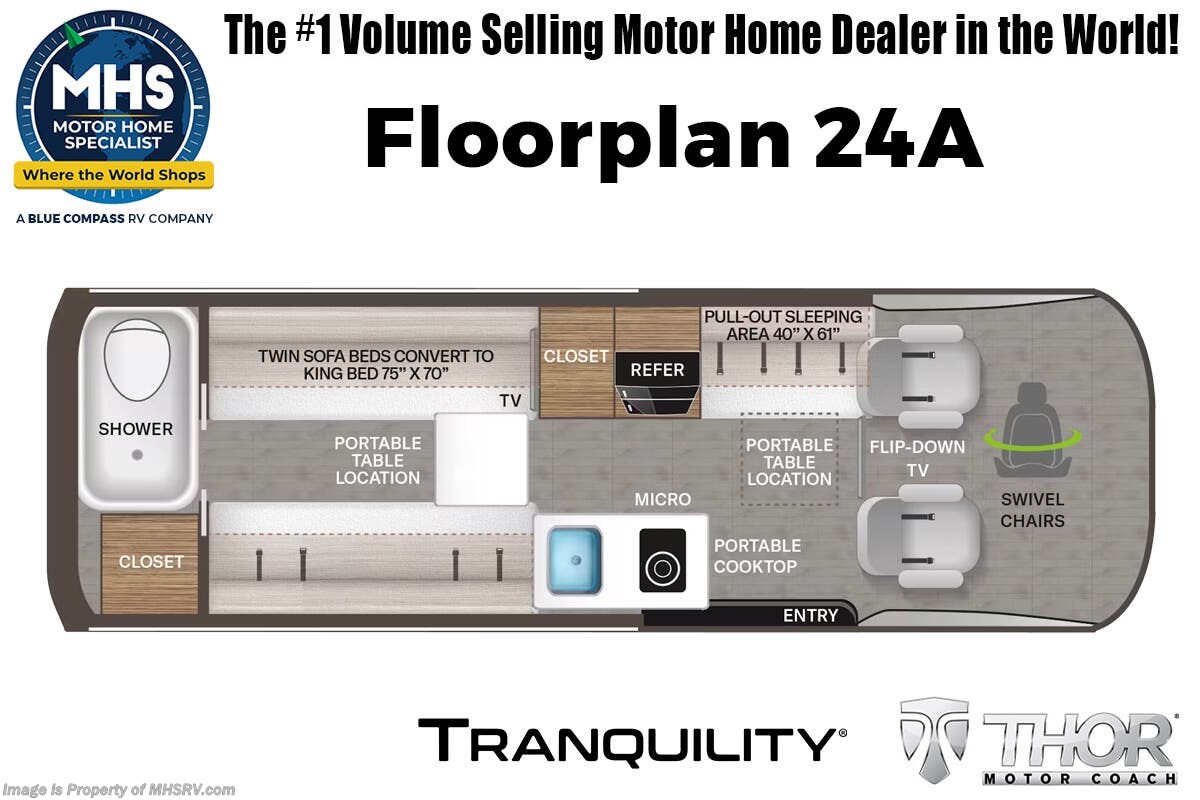 Floorplan of 2027 Thor Motor Coach Tranquility 24A