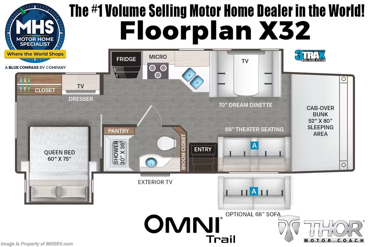 Floorplan of 2027 Thor Motor Coach Omni Trail X32