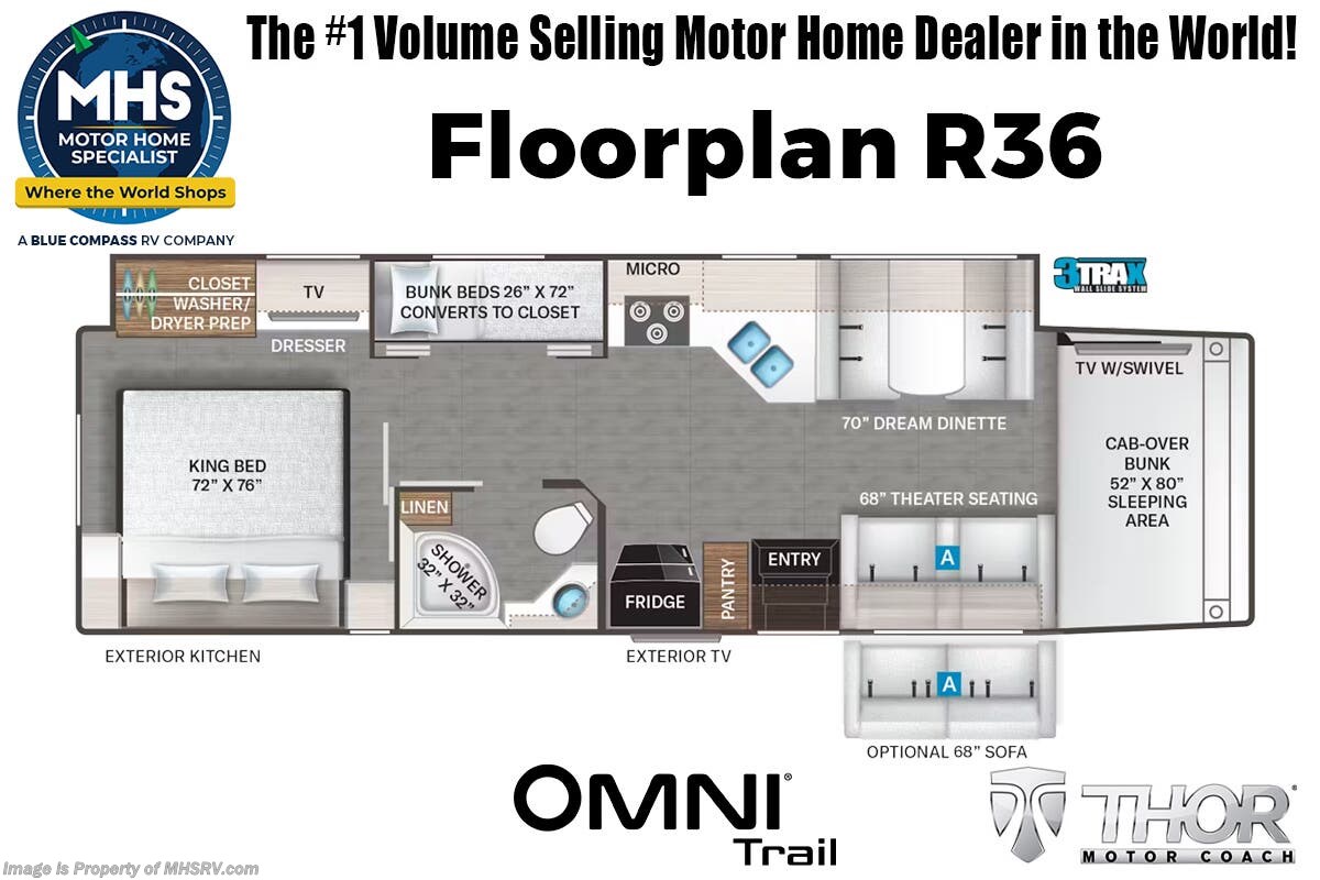 Floorplan of 2027 Thor Motor Coach Omni Trail R36