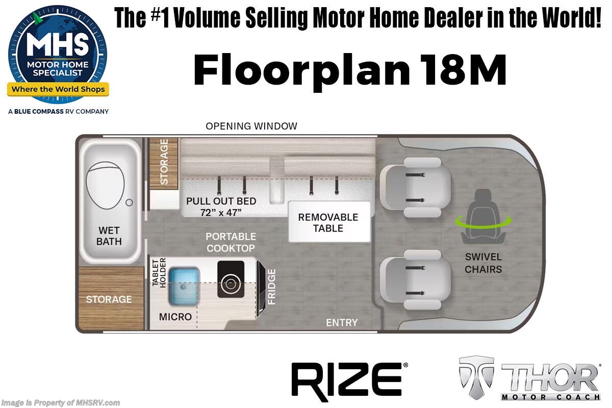 Floorplan of 2027 Thor Motor Coach Rize 18M