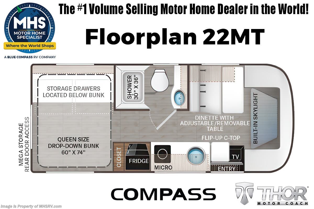 Floorplan of 2027 Thor Motor Coach Compass Go 22MT