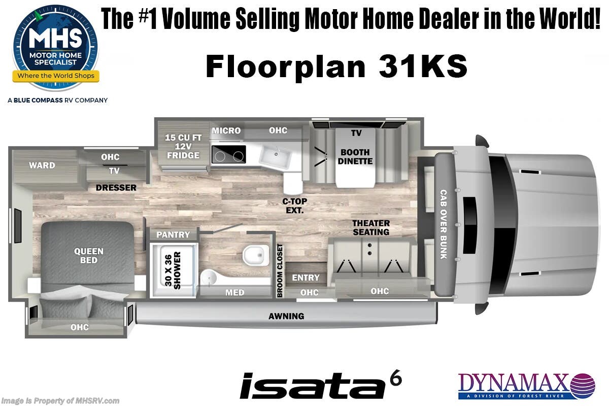 2027 Dynamax Corp Isata 6 Series 32KS 4x4 Diesel Super C W/ Xplorer Pkg., Lithium Batteries &amp; More Floorplan