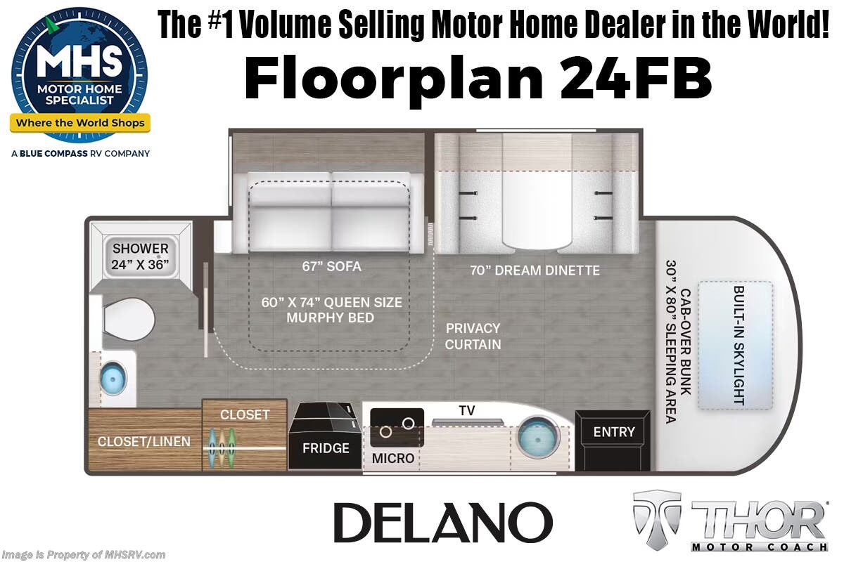 Floorplan of 2027 Thor Motor Coach Delano 24FB