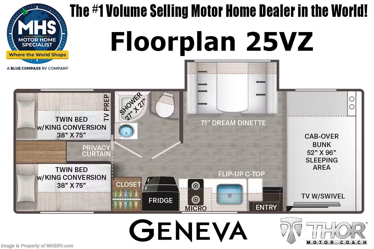 Floorplan of 2027 Thor Motor Coach Geneva 25VZ