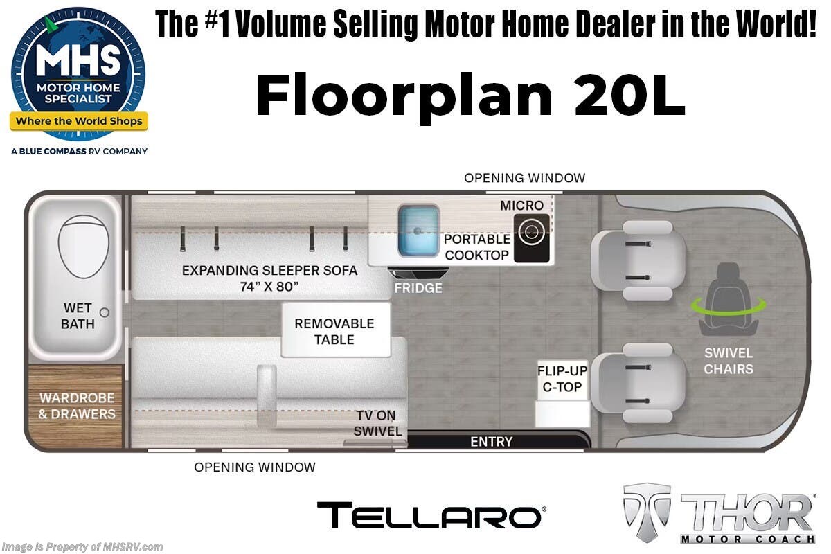 Floorplan of 2027 Thor Motor Coach Tellaro 20L