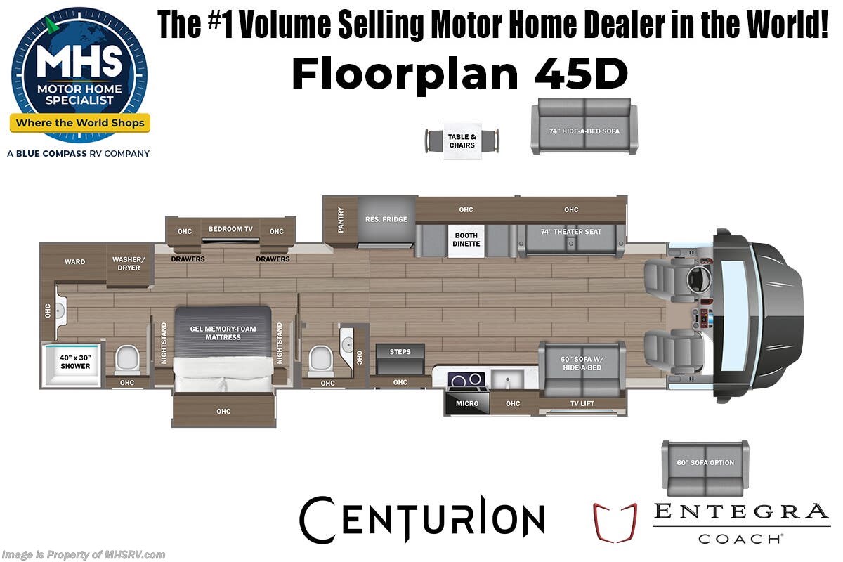 Floorplan of 2027 Entegra Coach Centurion 45D