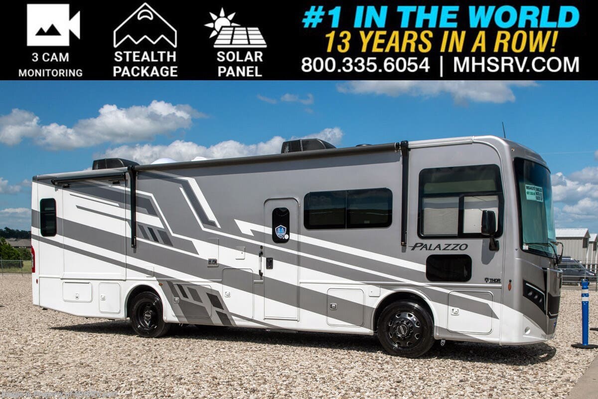 2027 Thor Motor Coach Palazzo GT 33.6 W/ 3 Camera Monitoring, Stealth Pkg., Solar, Heated Tanks &amp; More