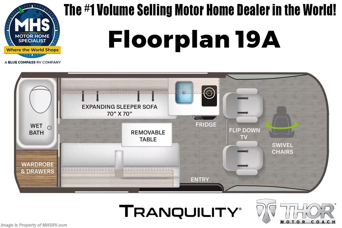 Floorplan of 2027 Thor Motor Coach Tranquility 19A