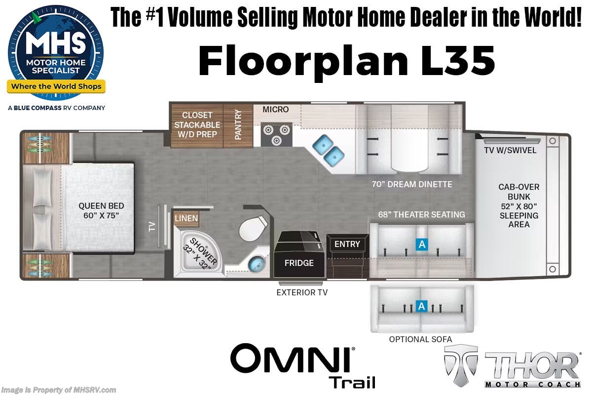 Floorplan of 2027 Thor Motor Coach Omni Trail L35