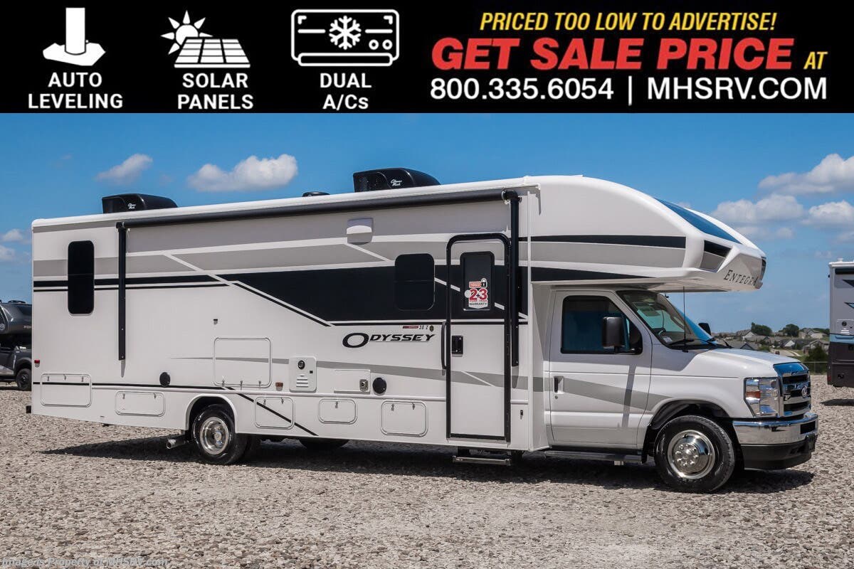 2027 Entegra Coach Odyssey 30Z W/ Auto Leveling, Solar, Dual A/Cs, Bedroom TV, Theater Seats, 50" TV W/ Fireplace, 2nd House Battery &amp; More