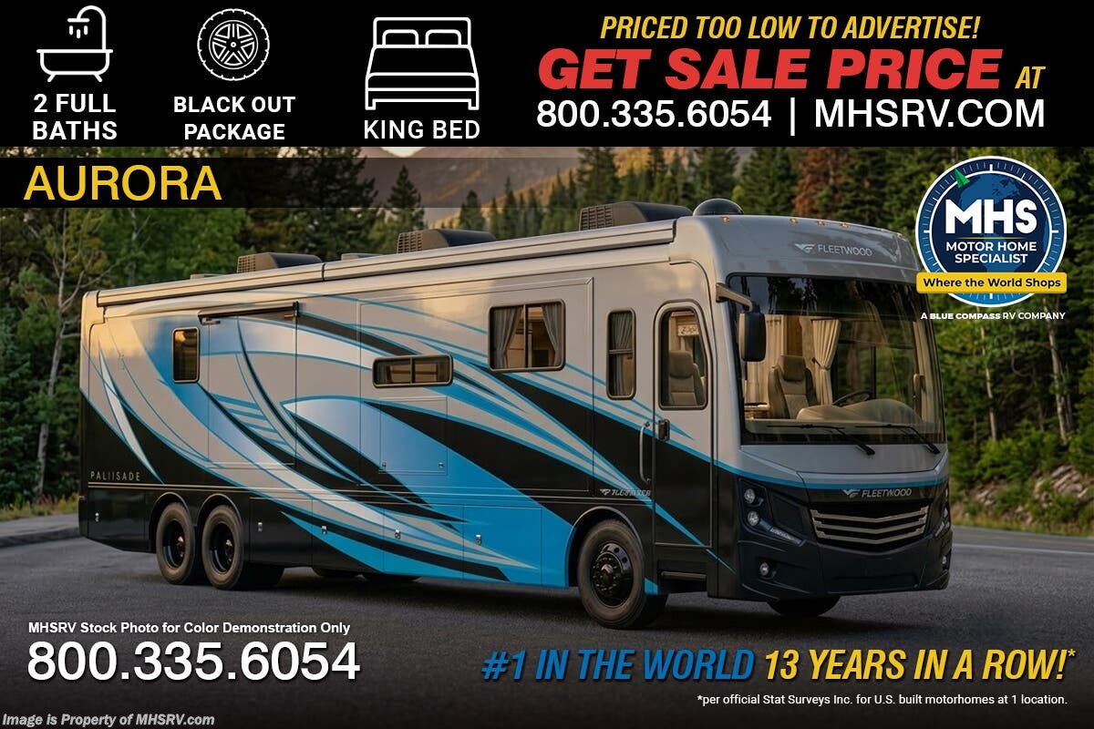 2027 Fleetwood Palisade 45FS 2 Full Bath Bunk Model RV W/ Blackout Package, King Bed, Technology Pkg., Blind Spot Det., Ext Freezer, Starlink, Booth Dinette &amp; Much More
