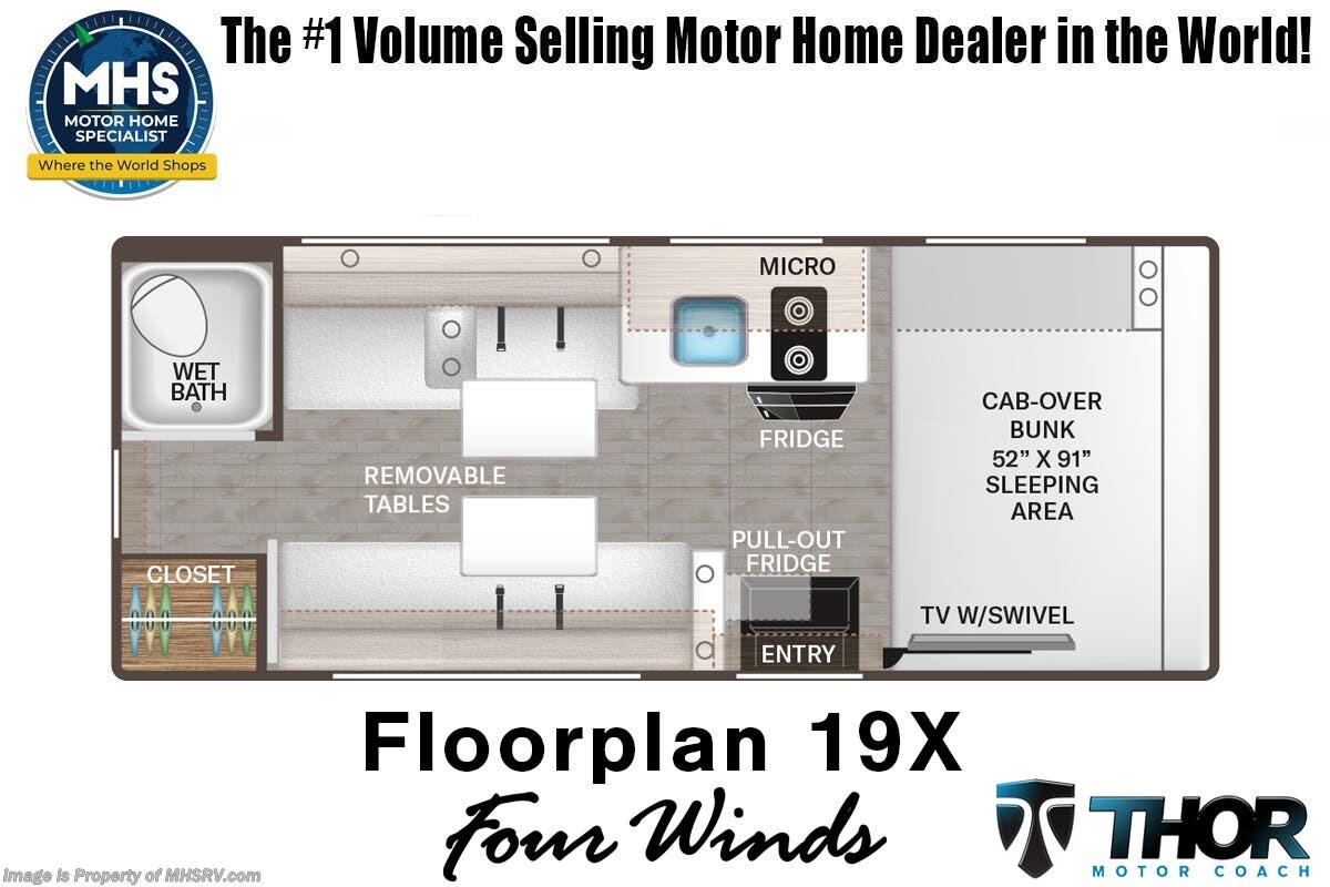 Floorplan of 2027 Thor Motor Coach Four Winds 19X