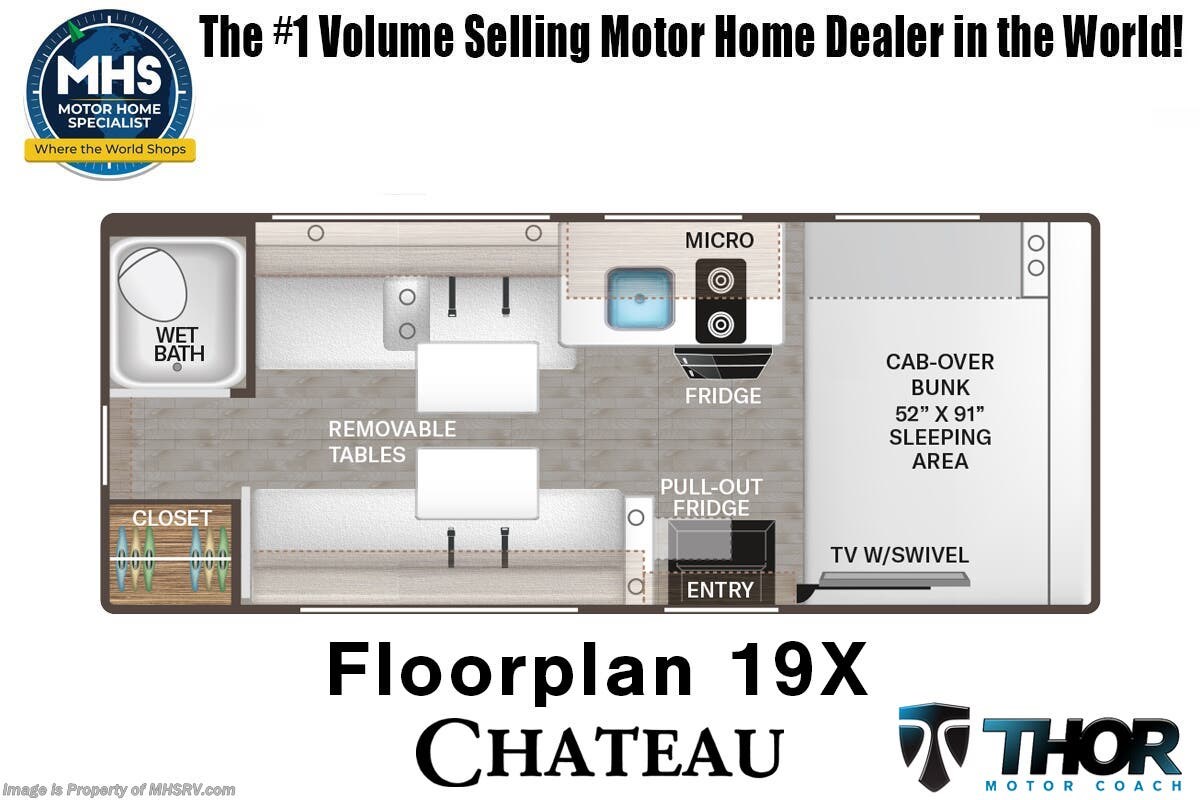 Floorplan of 2027 Thor Motor Coach Chateau 19X