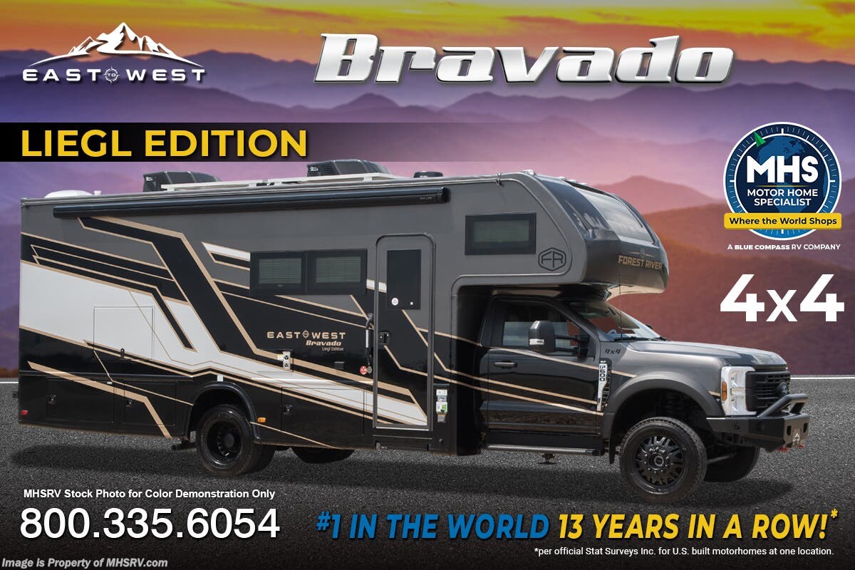 2026 East to West Bravado 29S Liegl Edition 4x4 Super C RV W/ Murphy Bed, Ext. TV, Fireplace &amp; More