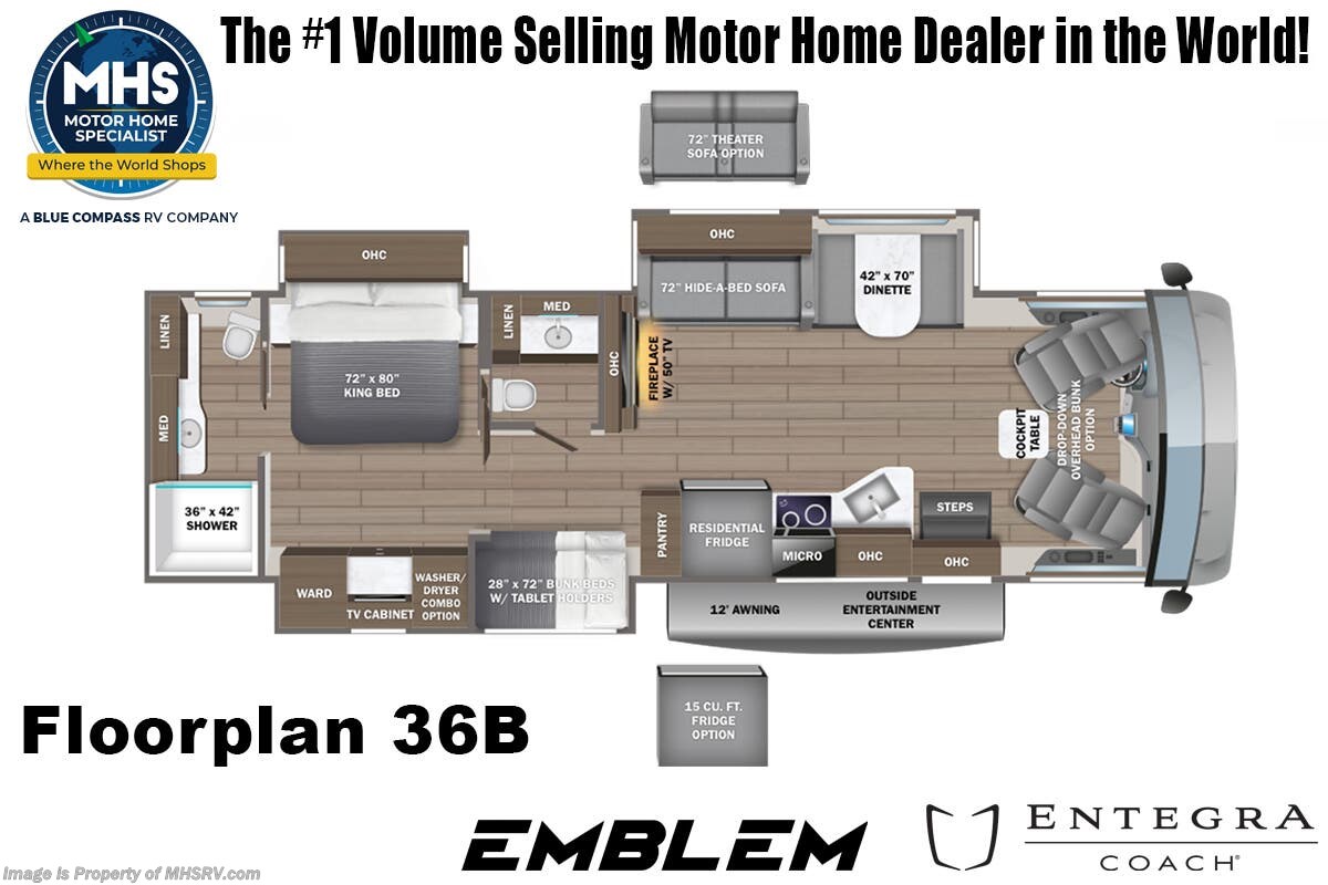 Floorplan of 2027 Entegra Coach Emblem 36B