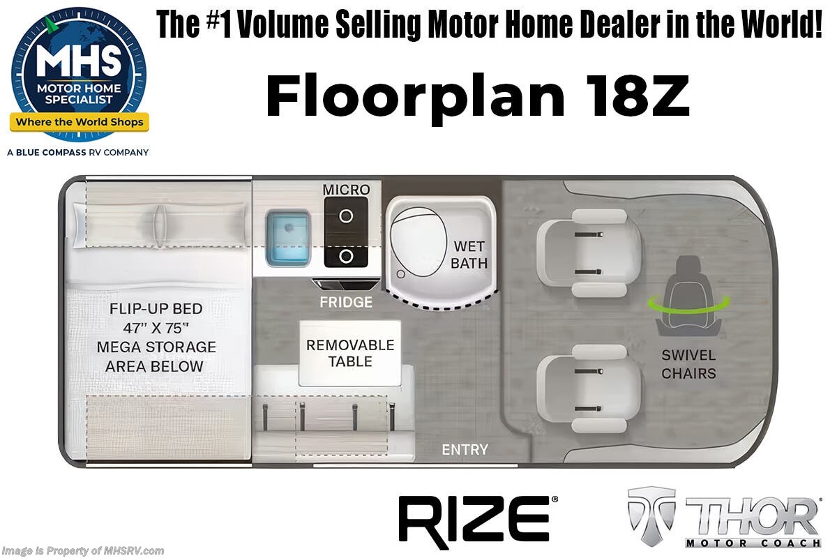 Floorplan of 2027 Thor Motor Coach Rize 18Z