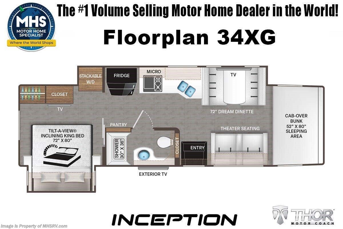 Floorplan of 2027 Thor Motor Coach Inception 34XG