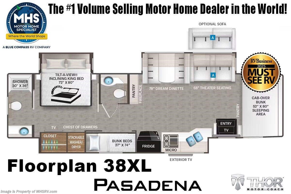 Floorplan of 2027 Thor Motor Coach Pasadena SV 38XL