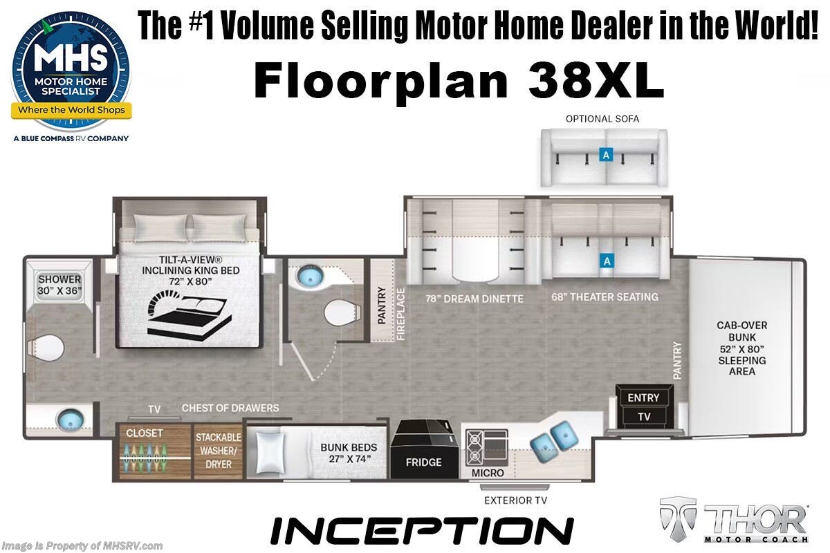 Floorplan of 2027 Thor Motor Coach Inception HD 38XL