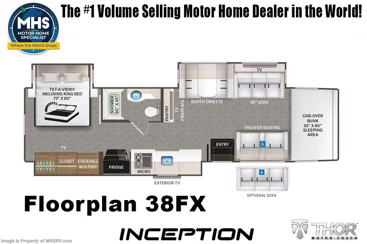 Floorplan of 2027 Thor Motor Coach Inception HD 38FX