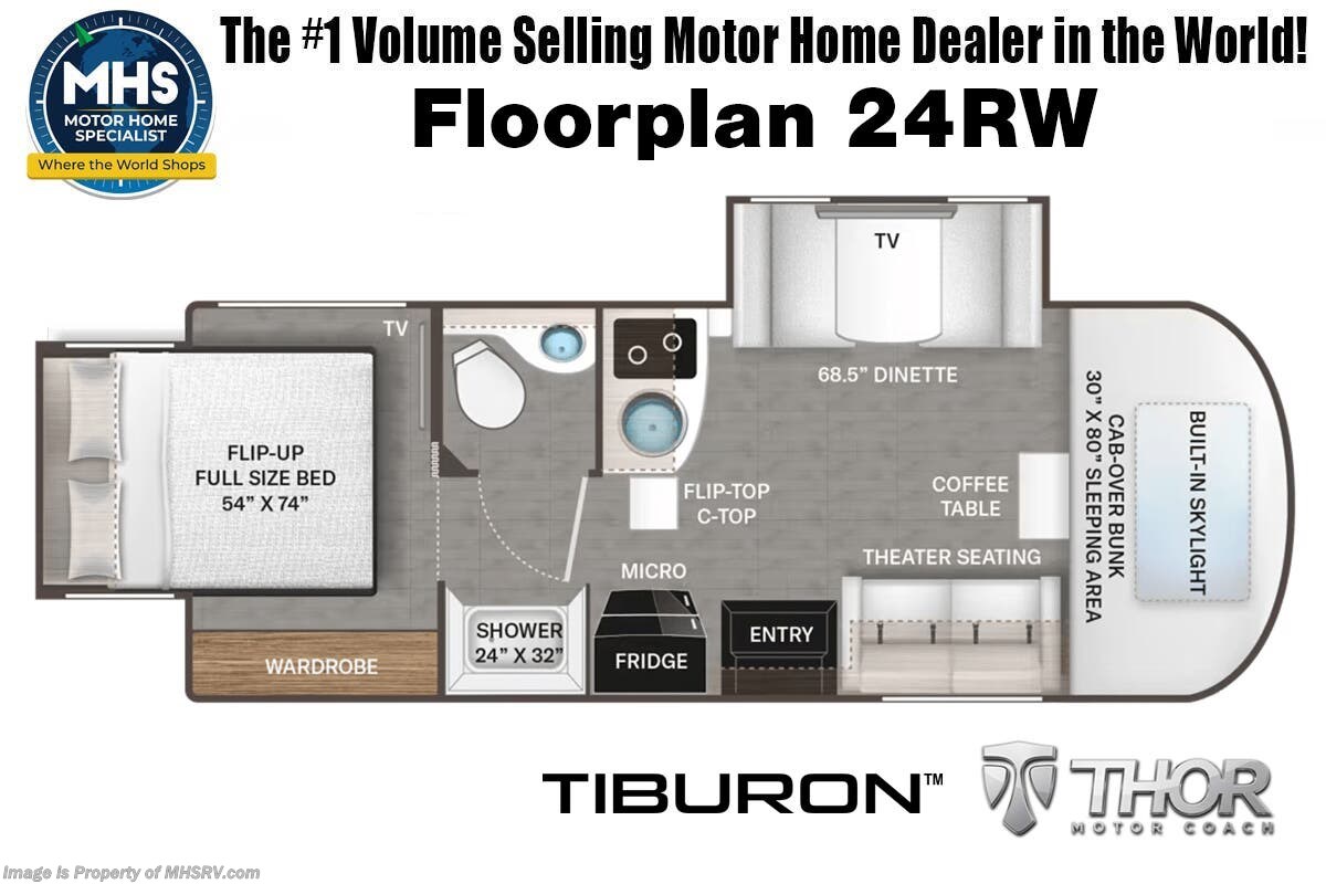 Floorplan of 2027 Thor Motor Coach Tiburon 24RW