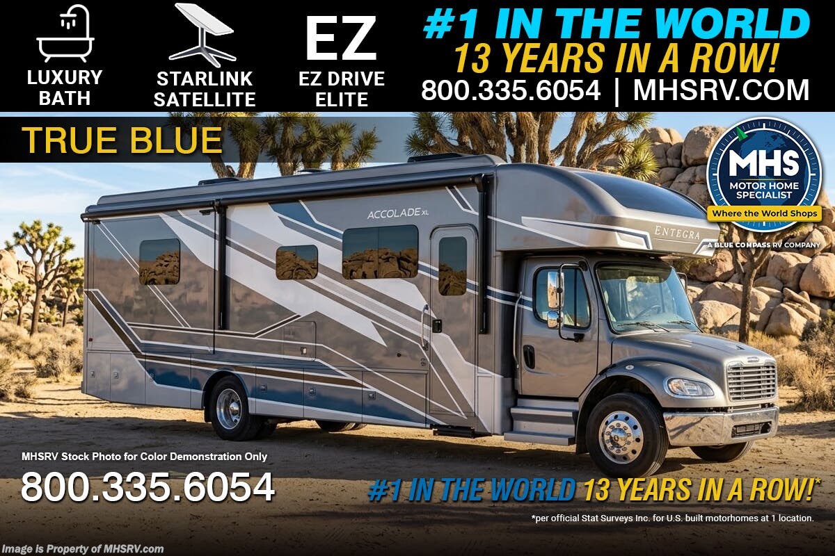 2027 Entegra Coach Accolade XL 33J Luxury Bath Super C W/ Starlink, Freezer, E-Z™ Drive, Aqua-Hot®, Washer/Dryer &amp; More
