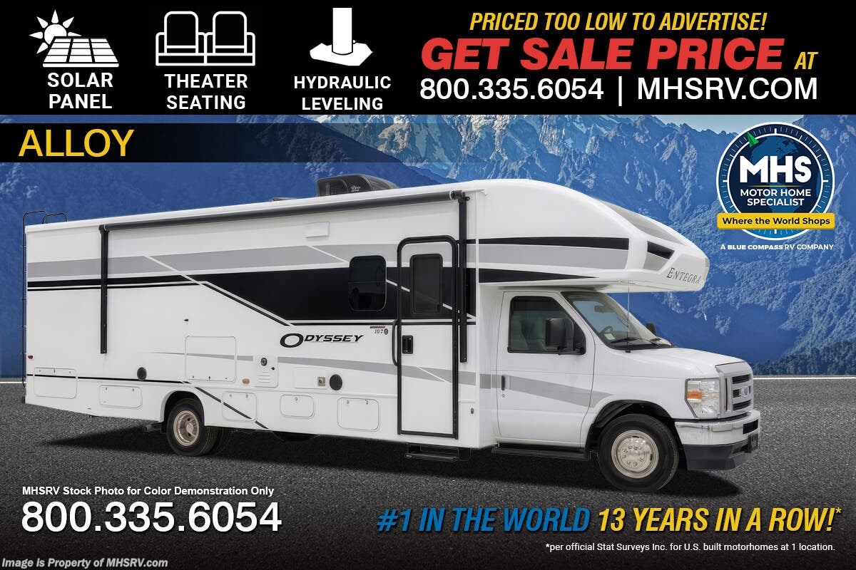 2027 Entegra Coach Odyssey 27G W/ Hydraulic Leveling, Theater Seats, Solar W/ 2nd Battery, 2 A/Cs, Bedroom TV &amp; More