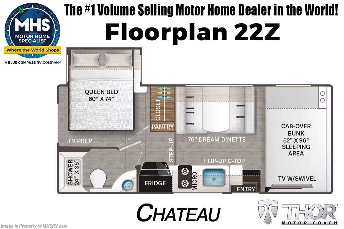 2027 Thor Motor Coach Rize+ 18R RV W/ FBP, Girard Power Awning, Black Out Pkg &amp; More Floorplan